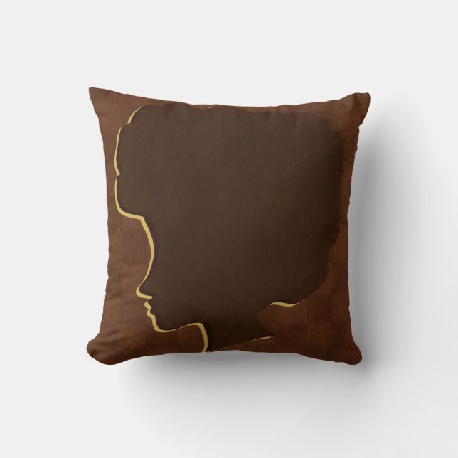 Afro Silhouette American Mojo Throw Pillow (Front)