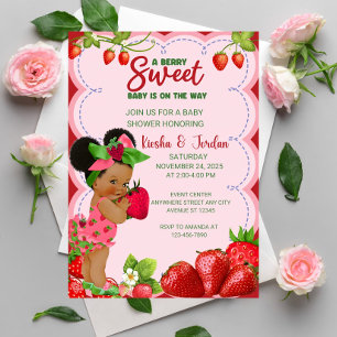 Afro Strawberry Baby Shower Invitation African Ame