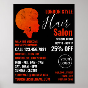 Afro Style, Hair Stylist, Hair Salon Advertising Poster