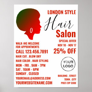 Afro Style, Hair Stylist, Hair Salon Advertising Poster