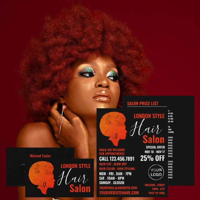 Afro Style, Hair Stylist, Hair Salon Business Card (Creator Uploaded)