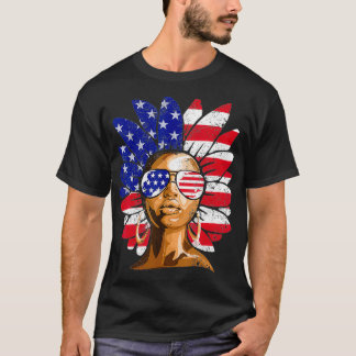 Afro Sunflower African American 4th of July Melani T-Shirt