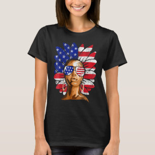 Afro Sunflower African American 4th Of July Melani T-Shirt