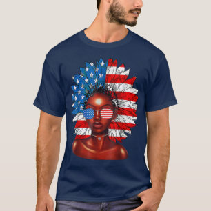 Afro Sunflower African American 4th of July Melani T-Shirt