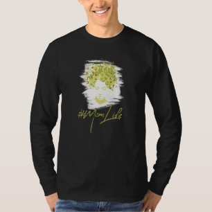 Afro Sunflower Butterflies Messy Bun Mum Life Moth T-Shirt