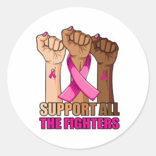 Afro Support All The Fighters Breast Cancer Pink R Classic Round Sticker