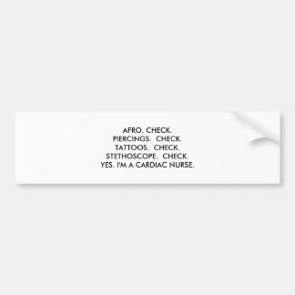 Afro tattoos pierced cardiac nurse bumper sticker