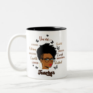 Afro Teacher Black Woman Teacher African American Two-Tone Coffee Mug