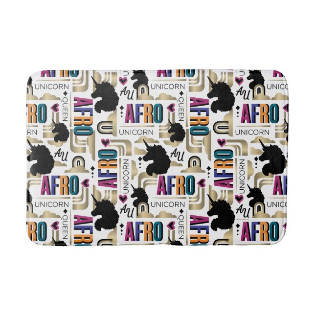 Afro Unicorn Bold Pattern Bath Mat (Front)