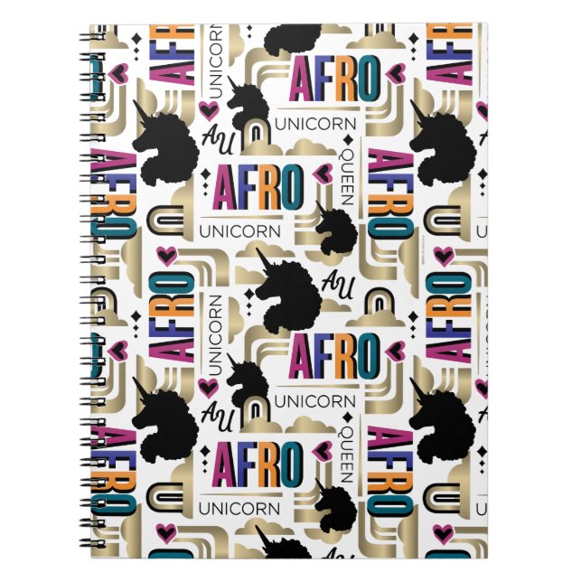 Afro Unicorn Bold Pattern Notebook (Front)