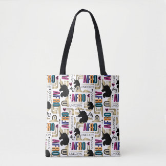 Afro Unicorn Bold Pattern Tote Bag