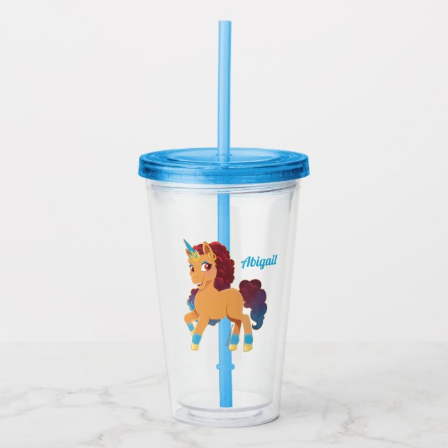 Afro Unicorn | Divine Prancing Acrylic Tumbler (Front)