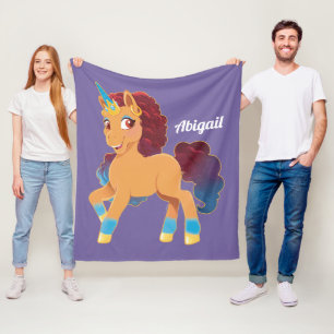 Afro Unicorn   Divine Prancing Fleece Blanket