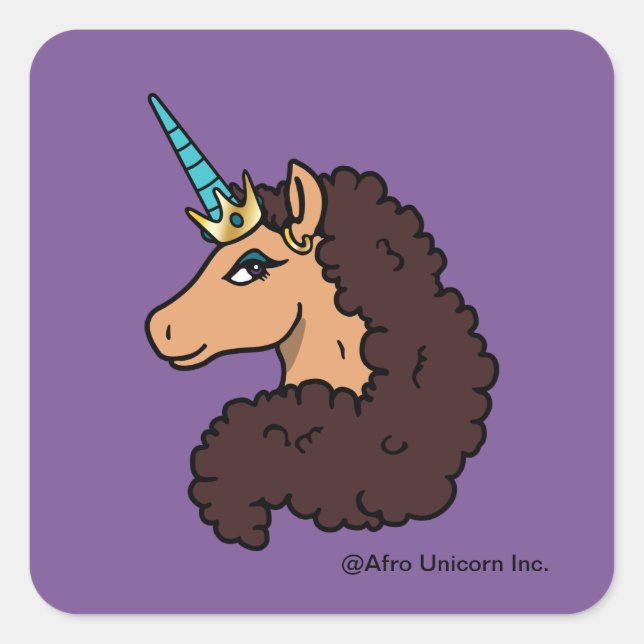 Afro Unicorn | Divine Square Sticker (Front)