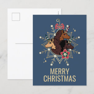 Afro Unicorn Festive Holiday Magical Postcard