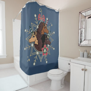 Afro Unicorn Festive Holiday Magical Shower Curtain
