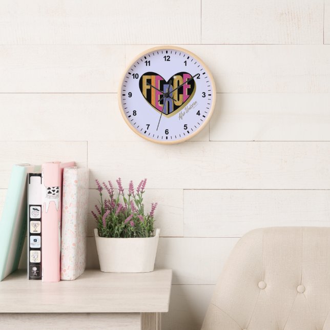 Afro Unicorn Fierce Heart Design Clock (Reading Room)
