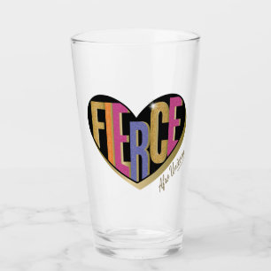 Afro Unicorn Fierce Heart Design Glass