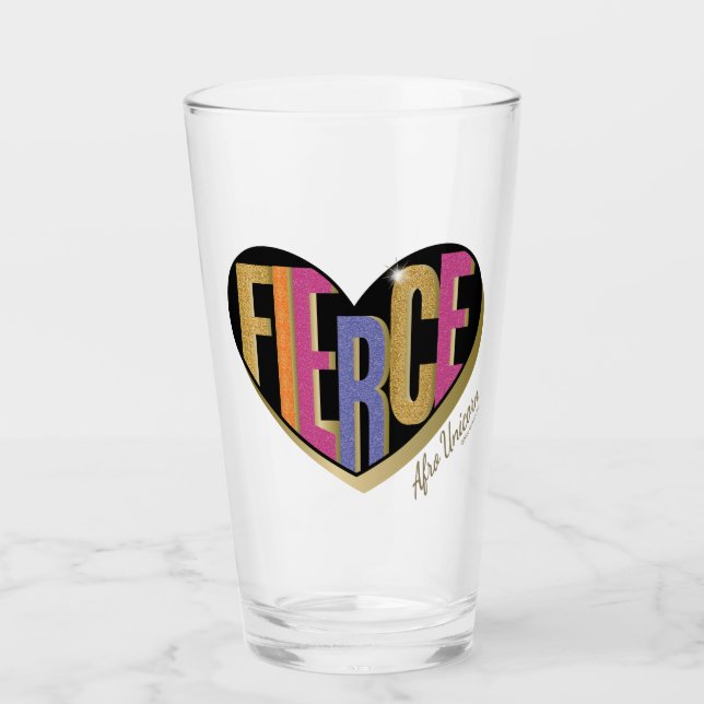 Afro Unicorn Fierce Heart Design Glass (Front)