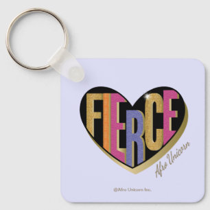Afro Unicorn Fierce Heart Design Key Ring