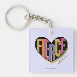 Afro Unicorn Fierce Heart Design Key Ring