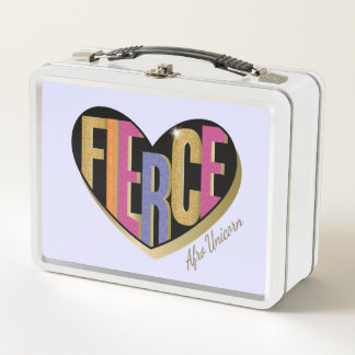 Afro Unicorn Fierce Heart Design Metal Lunch Box