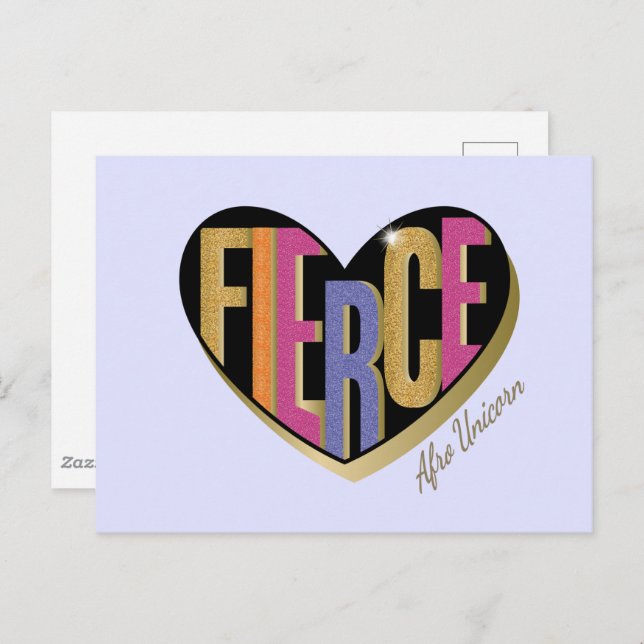 Afro Unicorn Fierce Heart Design Postcard (Front/Back)