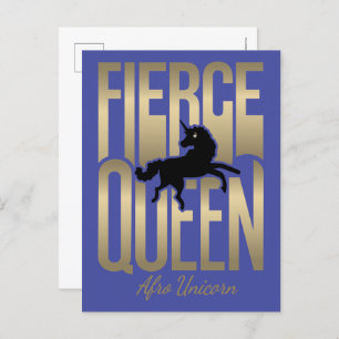 Afro Unicorn Fierce Queen Postcard