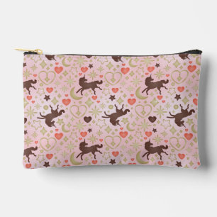 Afro Unicorn Heart & Star Pink Pattern Accessory Pouch