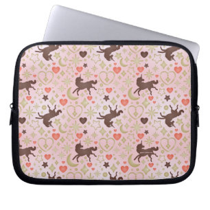 Afro Unicorn Heart & Star Pink  Pattern Laptop Sleeve