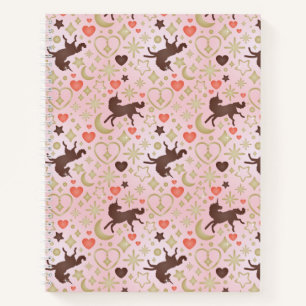 Afro Unicorn Heart & Star Pink  Pattern Notebook