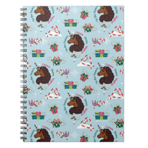 Afro Unicorn Holiday Pattern Notebook