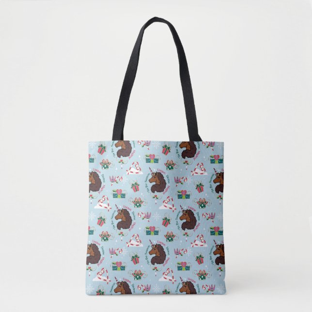 Afro Unicorn Holiday Pattern Tote Bag (Front)