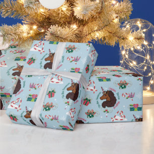 Afro Unicorn Holiday Pattern Wrapping Paper