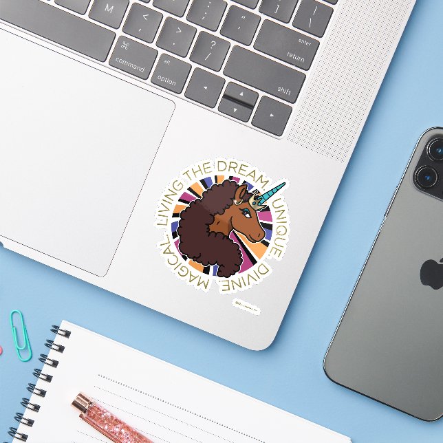 Afro Unicorn Living the Dream Design (Laptop w/ iPhone)
