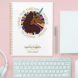 Afro Unicorn Living the Dream Design Planner