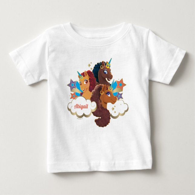 Afro Unicorn “Made of Magic” Trio Design Baby T-Shirt (Front)