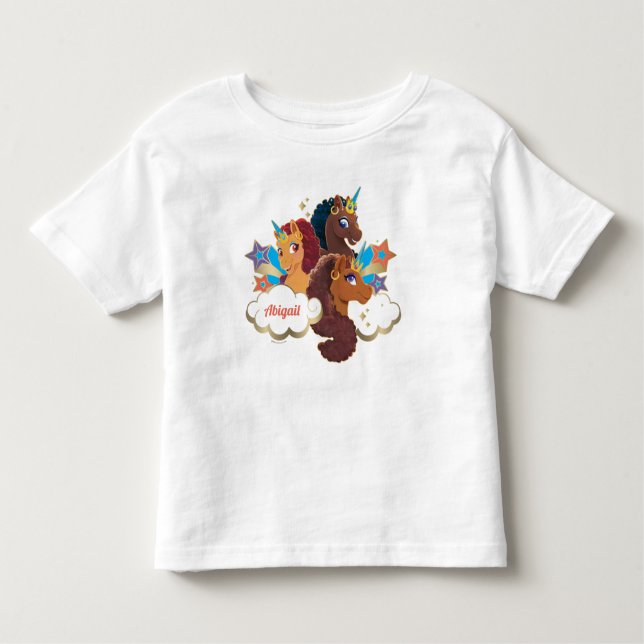 Afro Unicorn “Made of Magic” Trio Design Toddler T-Shirt (Front)
