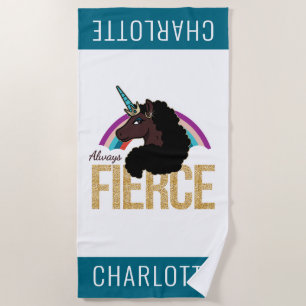 Afro Unicorn   Magical - Always Fierce Beach Towel