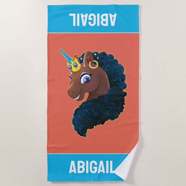 Afro Unicorn | Magical Beach Towel (Front)
