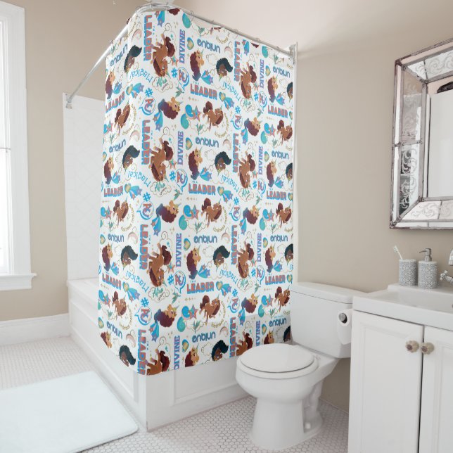 Afro Unicorn Magical Empowering Pattern Shower Curtain (In Situ)