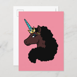 Afro Unicorn   Magical Postcard