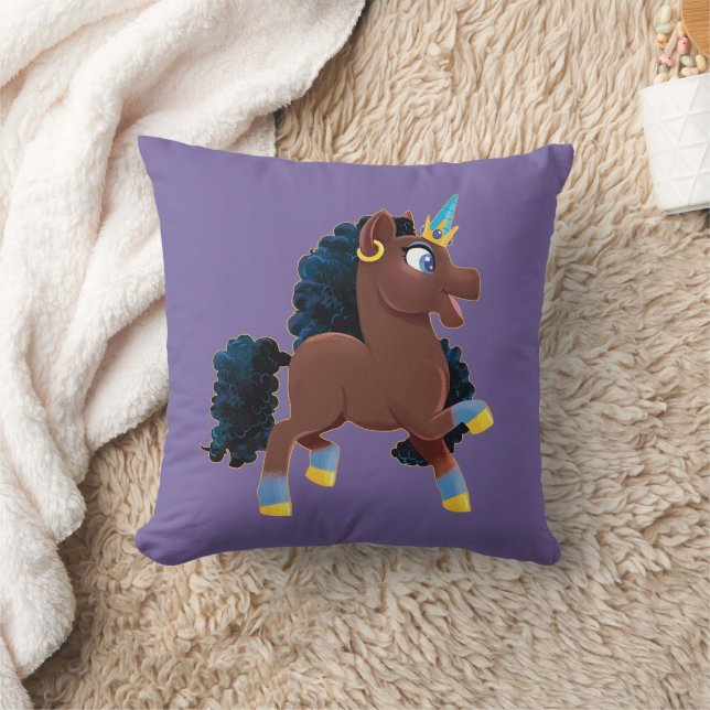 Afro Unicorn | Magical Prancing Cushion (Blanket)