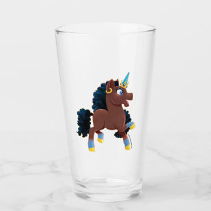 Afro Unicorn Magical Prancing Glass
