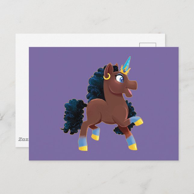 Afro Unicorn | Magical Prancing Postcard (Front/Back)
