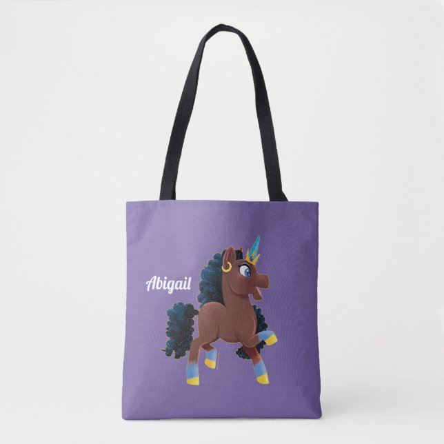 Afro Unicorn | Magical Prancing Tote Bag (Front)