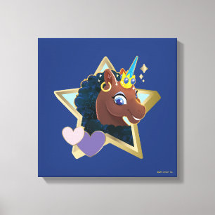 Afro Unicorn Magical Star Canvas Print