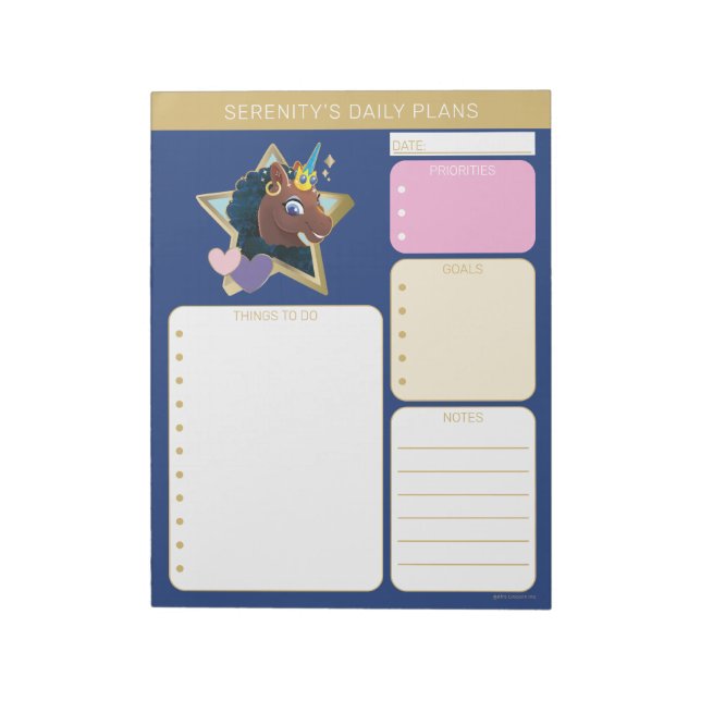 Afro Unicorn Magical Star Notepad (Rotated)