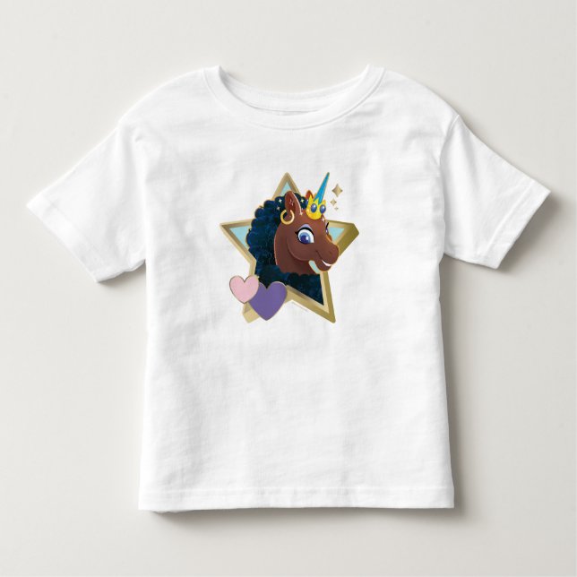 Afro Unicorn Magical Star Toddler T-Shirt (Front)
