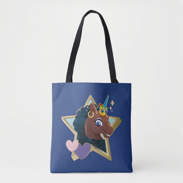 Afro Unicorn Magical Star Tote Bag (Front)